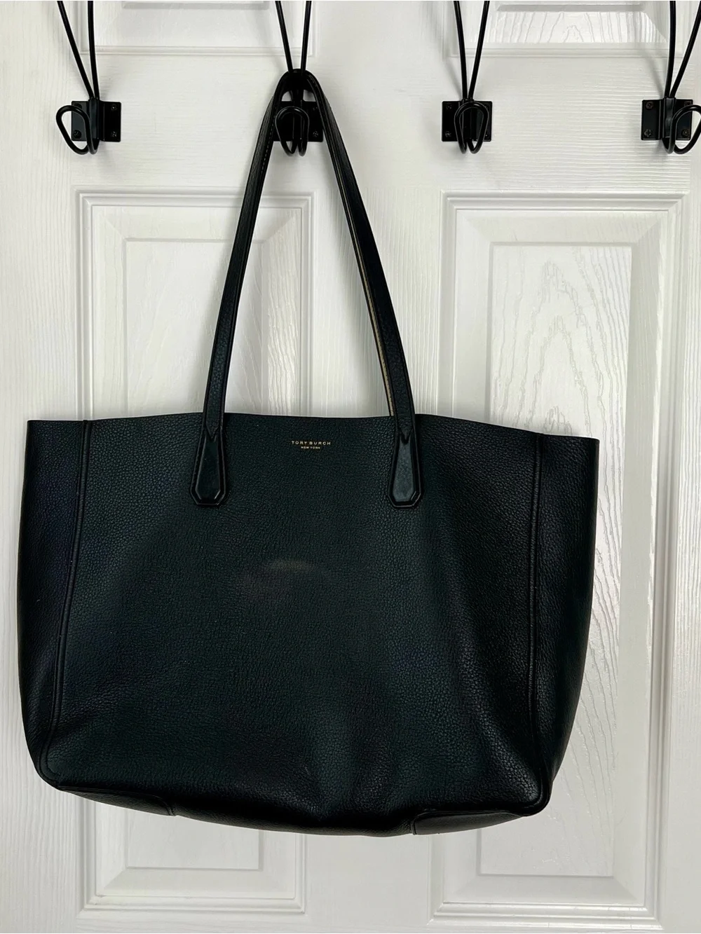 Tory Burch Black Pebbled Leather Tote
